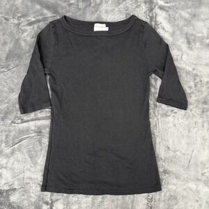 Michael Stars for Anthropologie Top Womens Medium/Large Black Quarter Sleeve